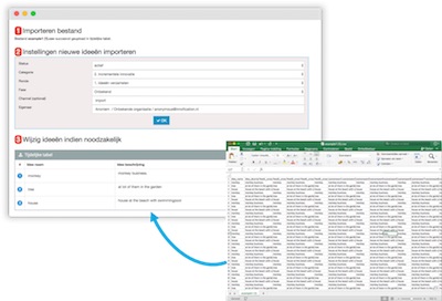 importeren van ideeën in het innovatie management software