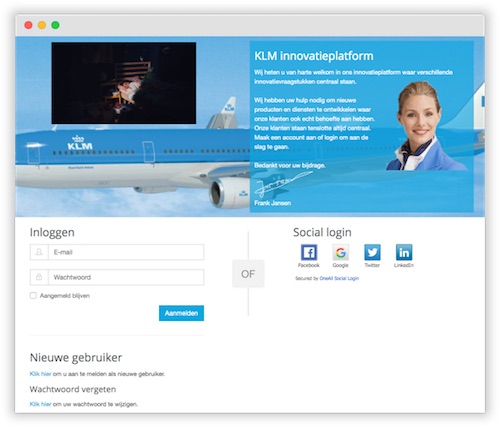 social login voor toegang innovatieplatform